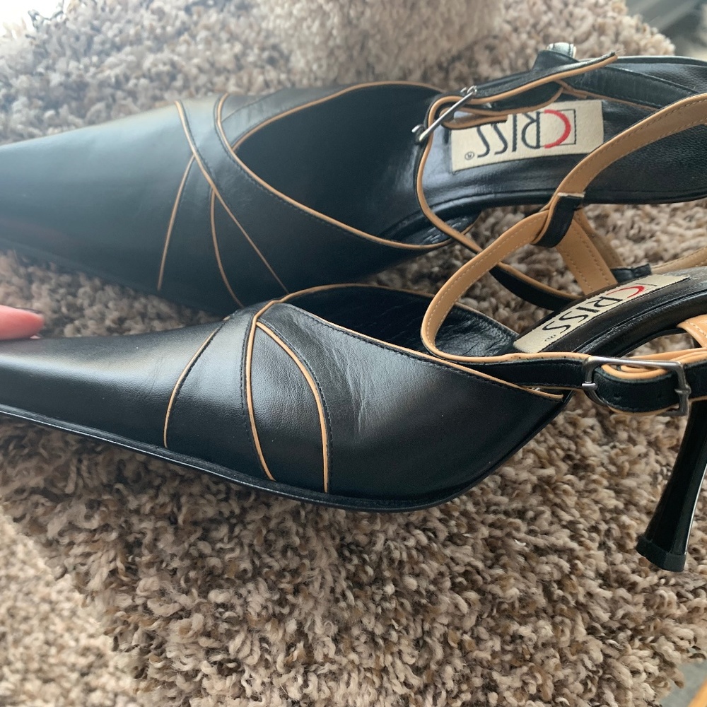 Criss Pointed Toe Designer Black Heel